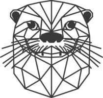 geometric otter portrait with whiskers vector
