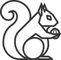 Simple Line Drawing Depicts a Squirrel Holding a Nut in Its Paws vector