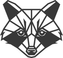 geometric raccoon head with sharp intense eyes vector