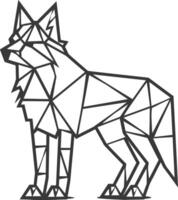 Geometric Wolf Stands Tall in a Simple Black and White Design vector