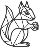 geometric squirrel holding a nut in its paw vector