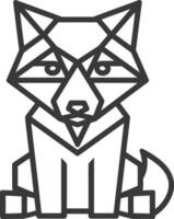 Geometric Wolf Sitting and Gazing Forward Crafted with Bold Black Lines Against a White Background vector
