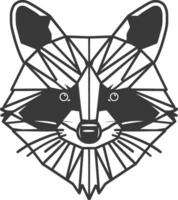 geometric raccoon stares intently vector