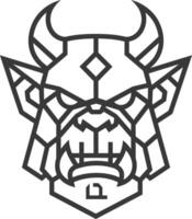 geometric depiction of a fierce horned creature with a menacing expression vector