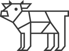 geometric depiction of a cow rendered in a black and white line art style vector
