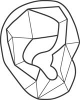 Geometric Representation of an Ear in Black and White vector