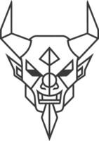 geometric demon with horns and a menacing expression vector