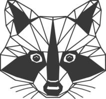 Geometric Raccoon Face in Black and White vector
