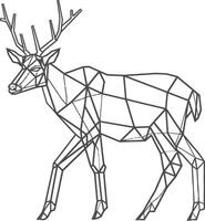 geometric deer with large antlers vector
