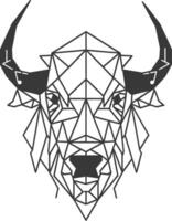 geometric bulls head with a triangular pattern and stylized horns vector