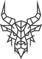 geometric bull head with bold black lines vector
