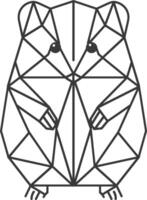 geometric hamster in black and white vector