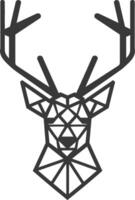 geometric deer head with antlers in a minimalist black line art style vector
