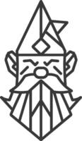 geometric gnome with a long beard and a pointed hat vector