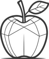 geometric apple with a single leaf vector