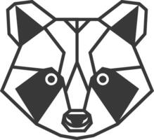 Geometric Raccoon Face Composed of Black Lines on a White Background vector