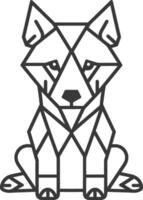 Geometric Wolf Sitting Calmly in a Simple Line Art Style vector