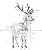 geometric deer stands within a network of lines vector