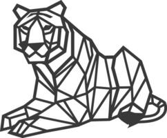Geometric Tiger Rests on a White Background vector