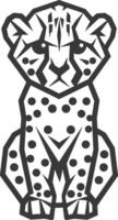 geometric cheetah cub sits patiently vector
