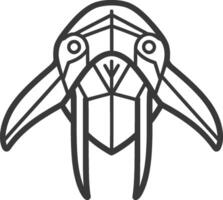 geometric art design walrus with large tusks vector