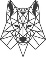 Geometric Wolf Head Rendered in Black Lines vector