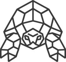 Geometric Representation of a Turtle Depicting Its Shell and Limbs with Bold Lines vector