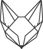 geometric fox head outlined in black vector