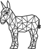 geometric donkey in black and white vector