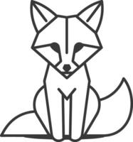 geometric fox with a bushy tail sits on the ground vector