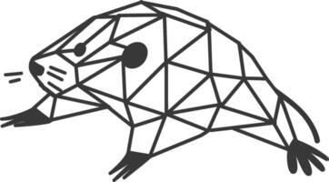 Geometric Representation of a Mole Crafted in Black Lines vector
