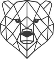 Geometric Bear Face Rendered in Bold Black Lines vector