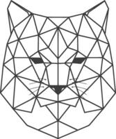 Geometric Cats Face Rendered in Black Lines vector
