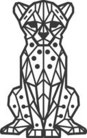 Geometric Cheetah Sits With Its Body Composed Of Triangles And Circles vector