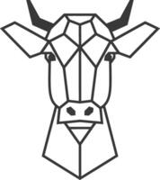 Geometric Cow Head in Black and White vector