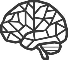 Geometric Brain Illustration in Black and White vector