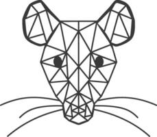 Geometric Rat Portrait Depicted in Black Lines vector