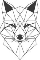 Geometric Fox Head is Rendered with Thin Black Lines and Sharp Angles vector
