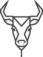 Geometric Bull Head Design in Black Outline vector