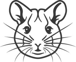 A black and white drawing of a mouse's head vector