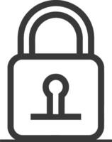 A black and white icon of a padlock vector