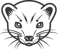 A black and white drawing of a weasel vector