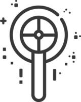 A magnifying glass icon with dots around it vector