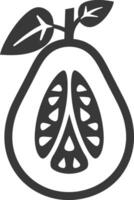 A black and white illustration of a pear vector