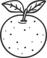 An apple with a leaf on it is shown in this drawing vector