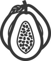 A black and white image of a papaya vector