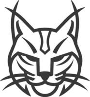 A black and white drawing of a cat's head vector