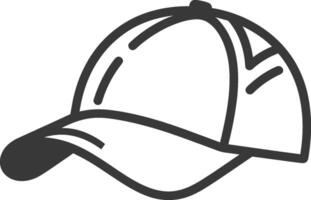 A baseball cap is shown in a black and white drawing vector