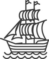 A sailing ship in the ocean with sails vector