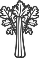 A black and white drawing of a tree with leaves vector